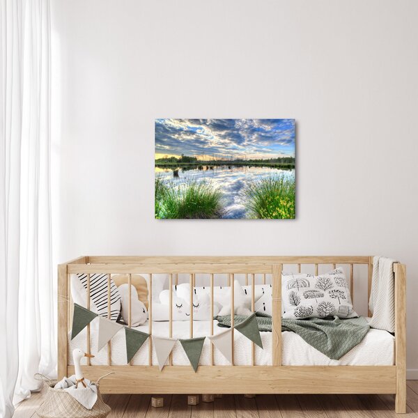 Obraz jeziora z trzcinami (70x50 cm)