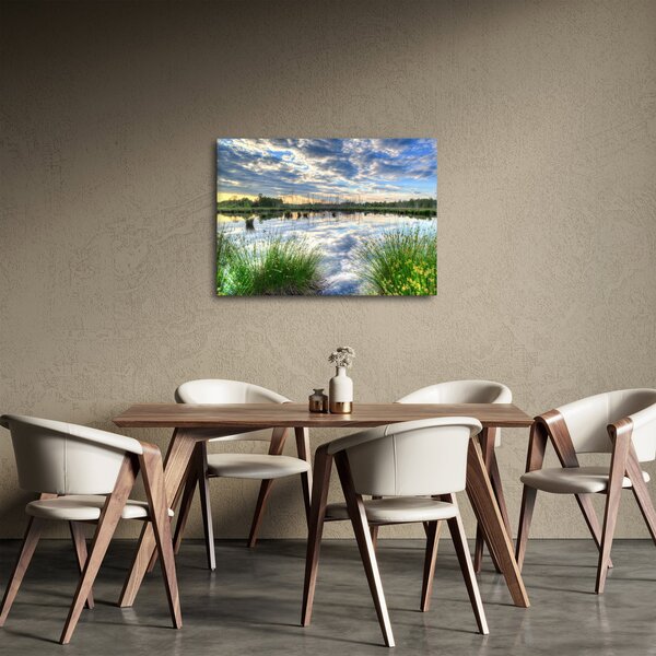 Obraz jeziora z trzcinami (70x50 cm)