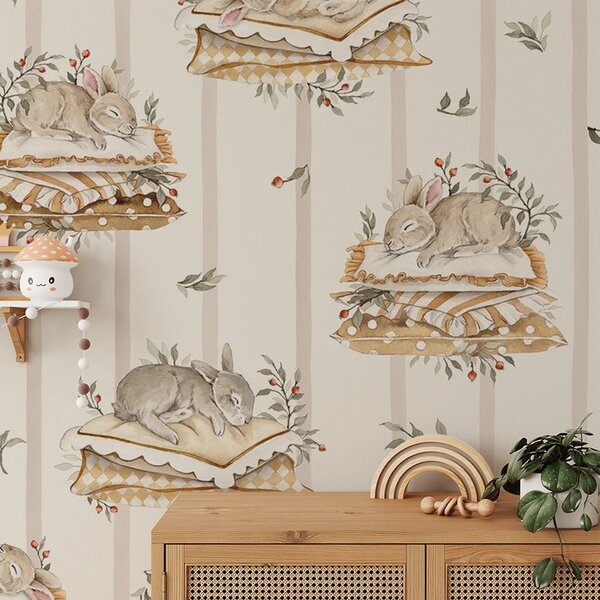 Tapeta do pokoju dziecka Royal Bunnies - Śpiące króliczki