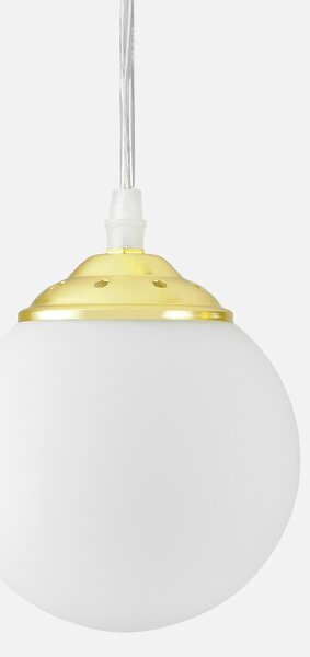 LAMPA WISZĄCA SUFITOWA NOWOCZESNA POTRÓJNA ZŁOTO KLASYCZNE BIAŁE KULE FINO 3 LED