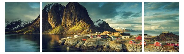Obraz wioski rybackiej w Norwegii (170x50 cm)