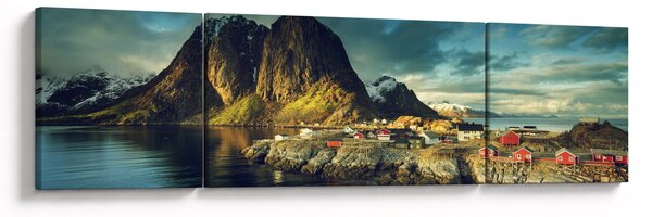 Obraz wioski rybackiej w Norwegii (170x50 cm)