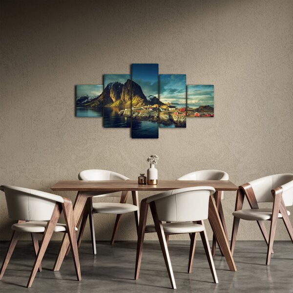 Obraz wioski rybackiej w Norwegii (125x70 cm)