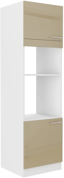 Wysoka szafka słupek na piekarnik i mikrofale LARA 60 DPM-210 2F Cappucino/Biały