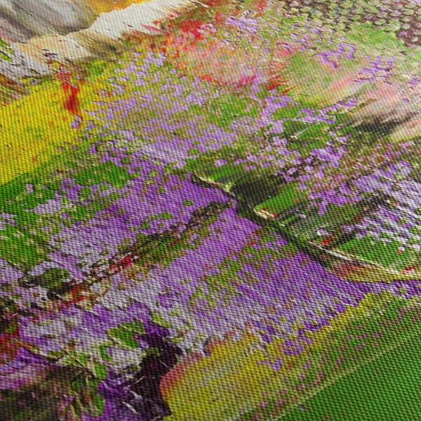 Obraz abstrakcji - malarstwo (z zegarem) (90x30 cm)