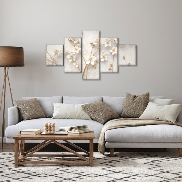 Obraz - Złoty kwiat - abstrakcja (125x70 cm)