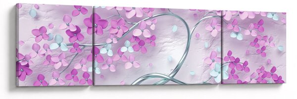 Obraz kwiatów na srebrnej łodydze - abstrakcja (170x50 cm)