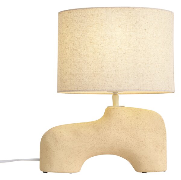 Lampa stołowa Wabi Sabi beżowa z lnianym abażurem 35cm - Florence