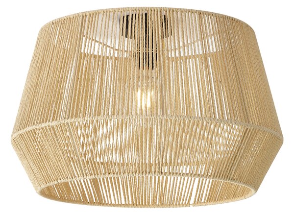 Lampa sufitowa czarna z beżowym abażurem z liny 50/50/30 - Cyl