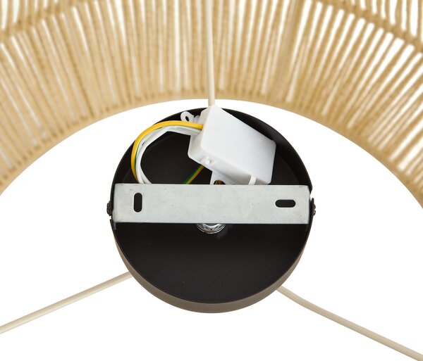 Lampa sufitowa czarna z beżowym abażurem z liny 50/50/30 - Cyl