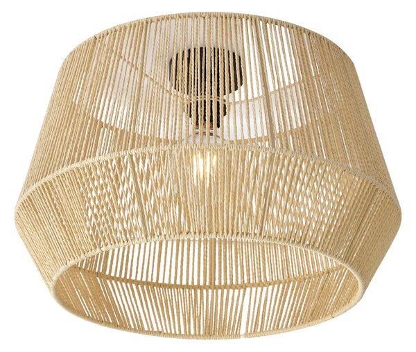 Lampa sufitowa czarna z beżowym abażurem z liny 50/50/30 - Cyl