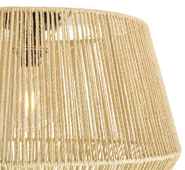 Lampa sufitowa czarna z beżowym abażurem z liny 50/50/30 - Cyl