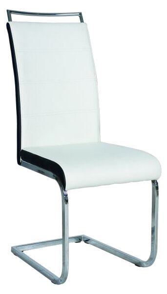 Krzesło h441 chrom/biały/czarne boki ekoskóra