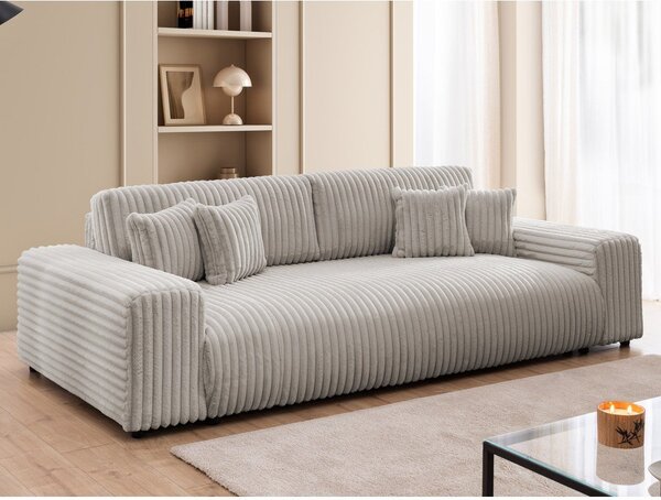 Jasnoszara sztruksowa rozkładana sofa ze schowkiem 260 cm Justin – Ropez