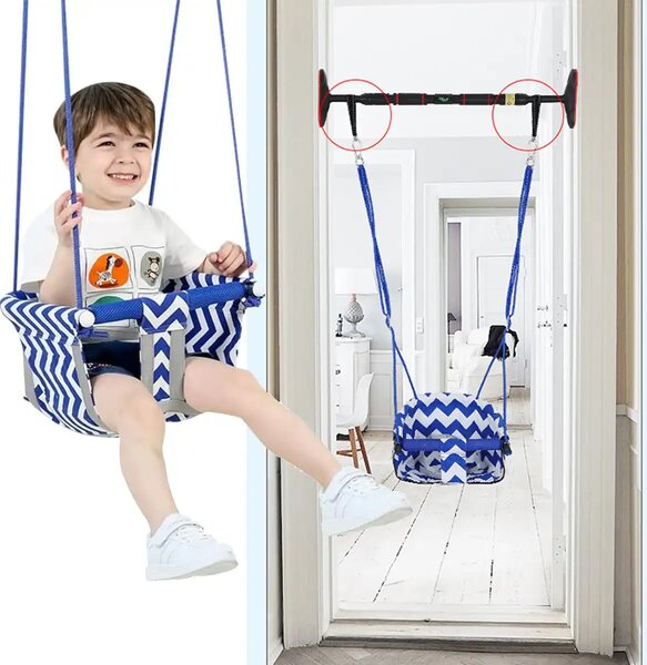 Swingjoy™ Wisząca Huśtawka Dla Dzieci Z Drążkiem Napinającym