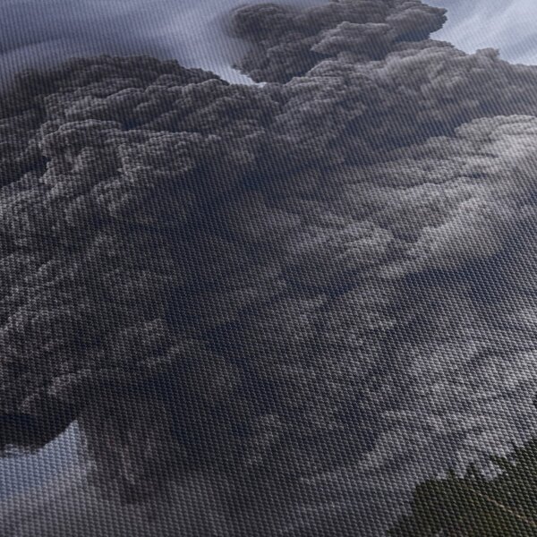 Obraz - Erupcja wulkanu (z zegarem) (90x30 cm)