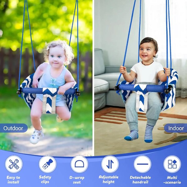 Swingjoy™ Wisząca Huśtawka Dla Dzieci Z Drążkiem Napinającym