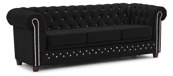 Czarna aksamitna rozkładana sofa 203 cm York Blik – Ropez