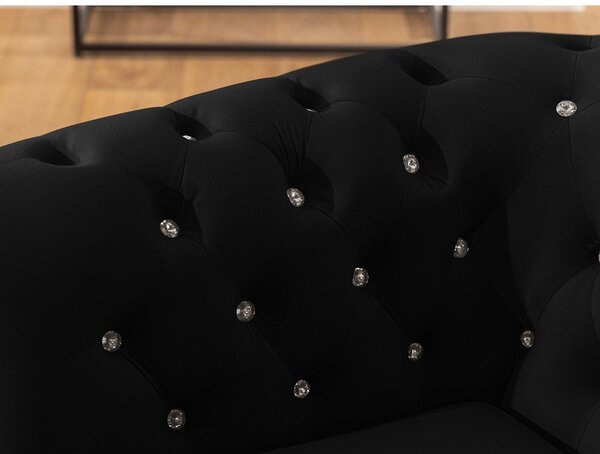 Czarna aksamitna rozkładana sofa 203 cm York Blik – Ropez