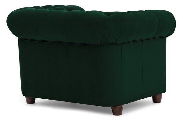 Zielony aksamitny fotel typu chesterfield York Blik – Ropez