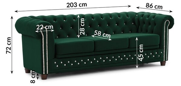 Zielona aksamitna rozkładana sofa 203 cm York Blik – Ropez