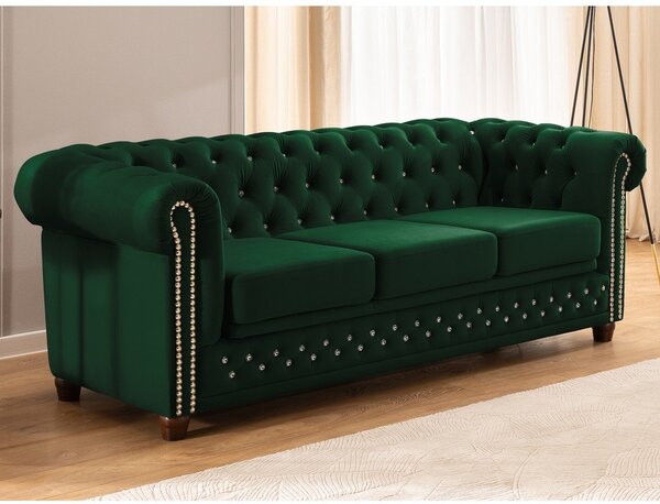 Zielona aksamitna rozkładana sofa 203 cm York Blik – Ropez