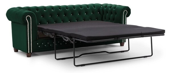 Zielona aksamitna rozkładana sofa 203 cm York Blik – Ropez