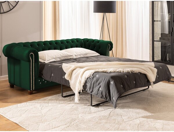 Zielona aksamitna rozkładana sofa 203 cm York Blik – Ropez