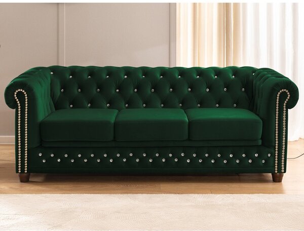 Zielona aksamitna rozkładana sofa 203 cm York Blik – Ropez