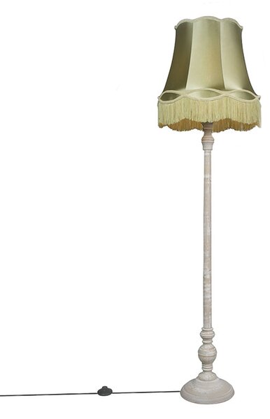 Klasyczna lampa podłogowa szara klosz Granny zielony 45cm - Classico Oswietlenie wewnetrzne