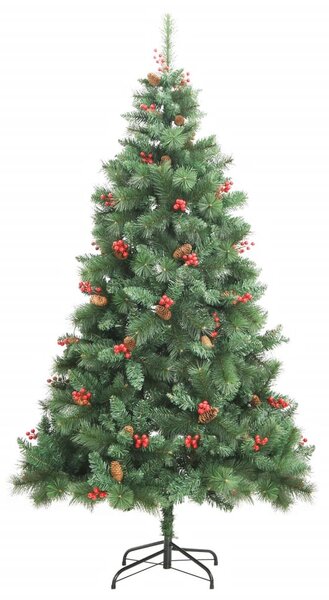 Sztuczna choinka na zawiasach, z szyszkami i jagodami, 210 cm