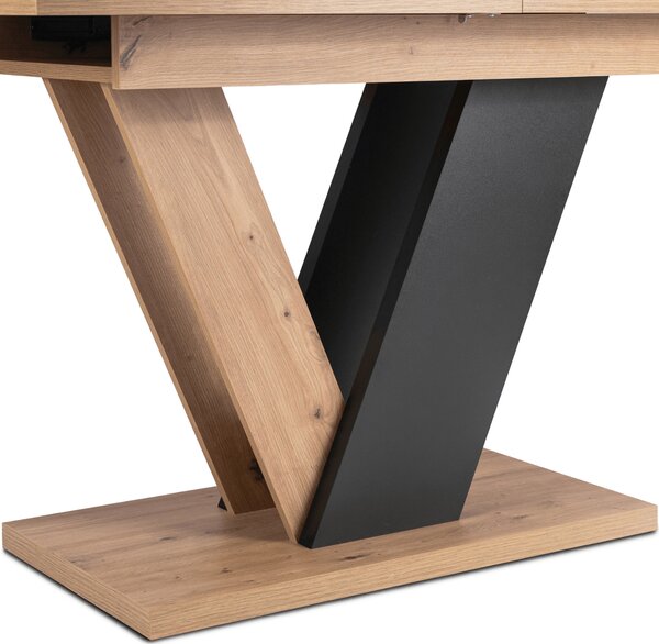 Stół Prostokątny Rozkładany CLARK 120-160 cm Dąb Artisan/Czarny Nowoczesny Loft