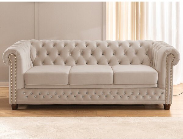 Beżowa aksamitna rozkładana sofa 203 cm York Blik – Ropez