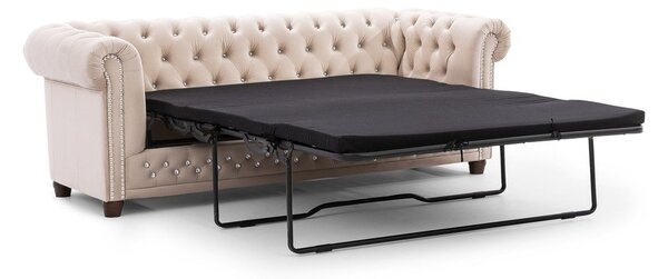 Beżowa aksamitna rozkładana sofa 203 cm York Blik – Ropez