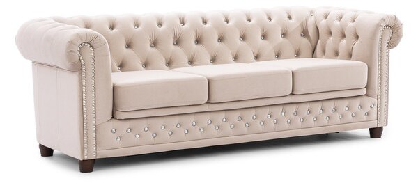Beżowa aksamitna rozkładana sofa 203 cm York Blik – Ropez