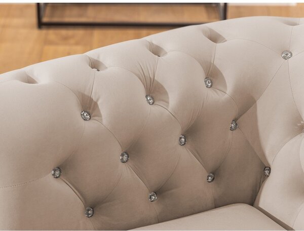 Beżowa aksamitna rozkładana sofa 203 cm York Blik – Ropez