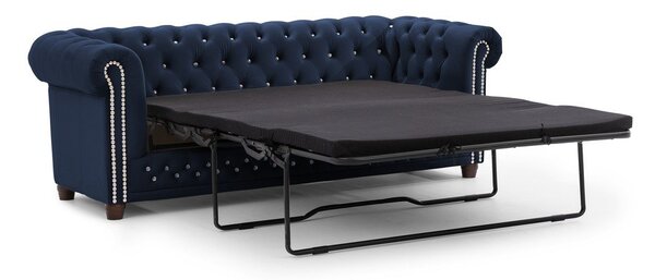 Niebieska aksamitna rozkładana sofa 203 cm York Blik – Ropez