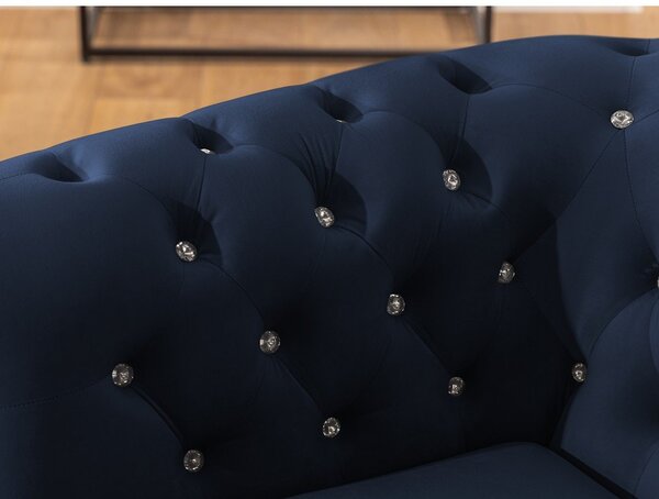 Niebieska aksamitna rozkładana sofa 203 cm York Blik – Ropez