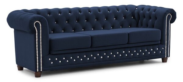 Niebieska aksamitna rozkładana sofa 203 cm York Blik – Ropez