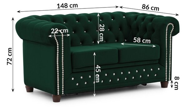 Zielona aksamitna rozkładana sofa 148 cm York Blik – Ropez