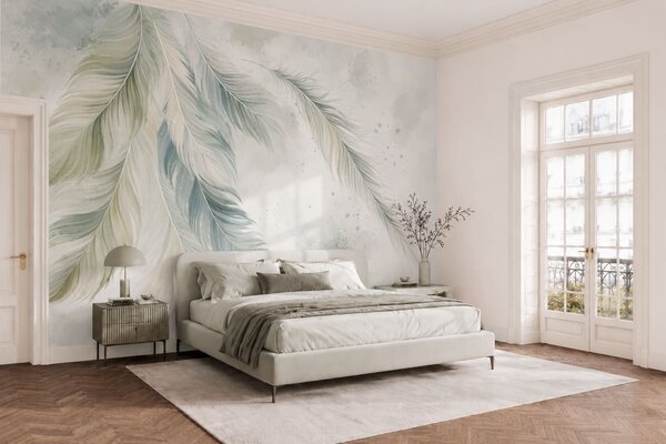 Fototapety Jasne pióra na delikatnym tle w stylu akwareli, Fototapety pióra, w05737v2 : Uwalls.pl