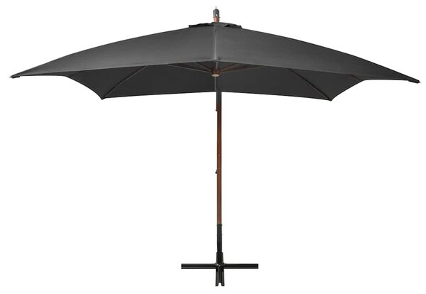 Parasol ogrodowy wiszący, na jodłowym słupku, antracyt, 3x3 m
