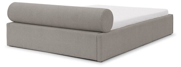 Jasnoszare tapicerowane łóżko dwuosobowe ze schowkiem i stelażem 160x200 cm Cille – Ropez
