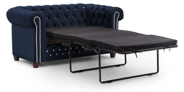 Niebieska aksamitna rozkładana sofa 148 cm York Blik – Ropez