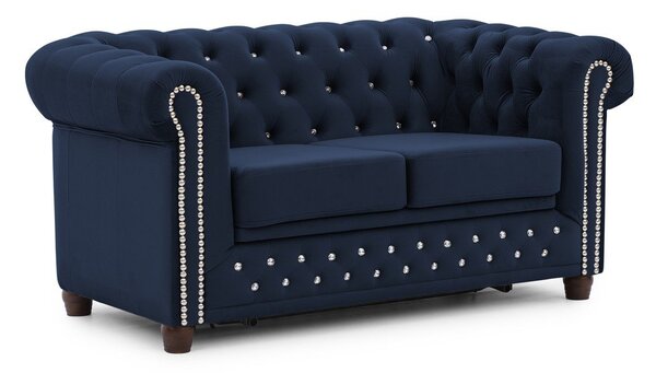 Niebieska aksamitna rozkładana sofa 148 cm York Blik – Ropez
