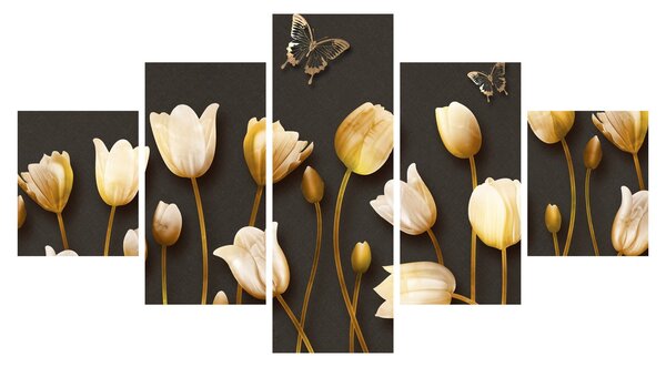 Obraz - Tulipany - abstrakcja (125x70 cm)