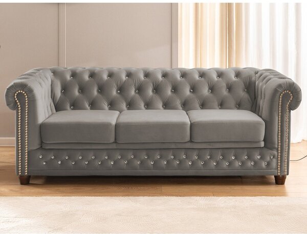 Szara aksamitna rozkładana sofa 203 cm York Blik – Ropez