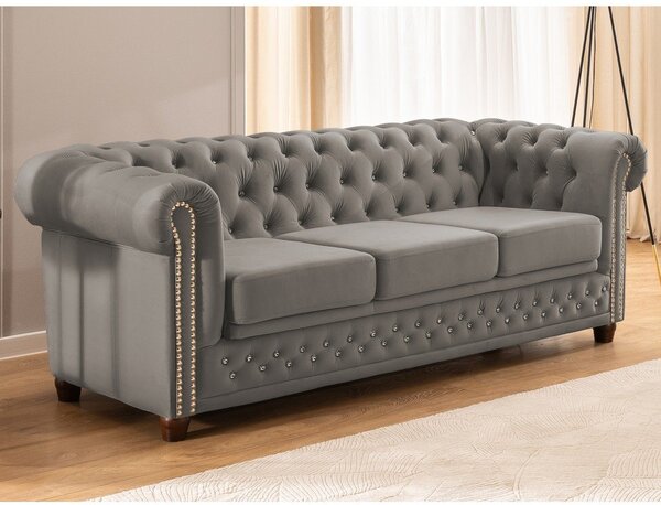 Szara aksamitna rozkładana sofa 203 cm York Blik – Ropez