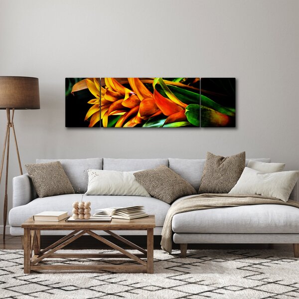 Obraz pomarańczowego kwiatu (170x50 cm)