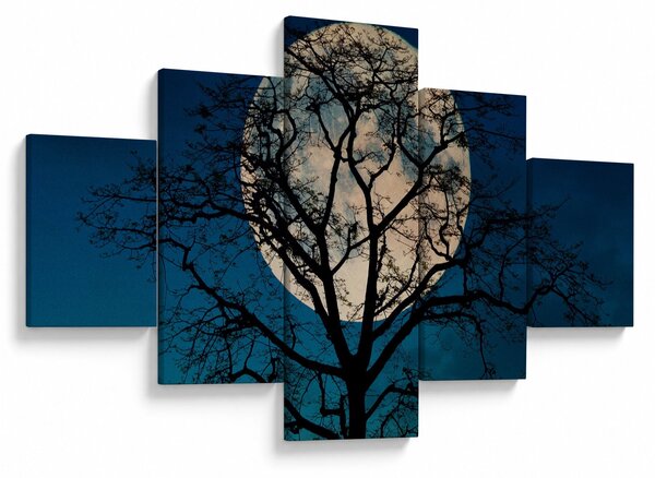 Obraz drzewa z pełnią księżyca (125x70 cm)